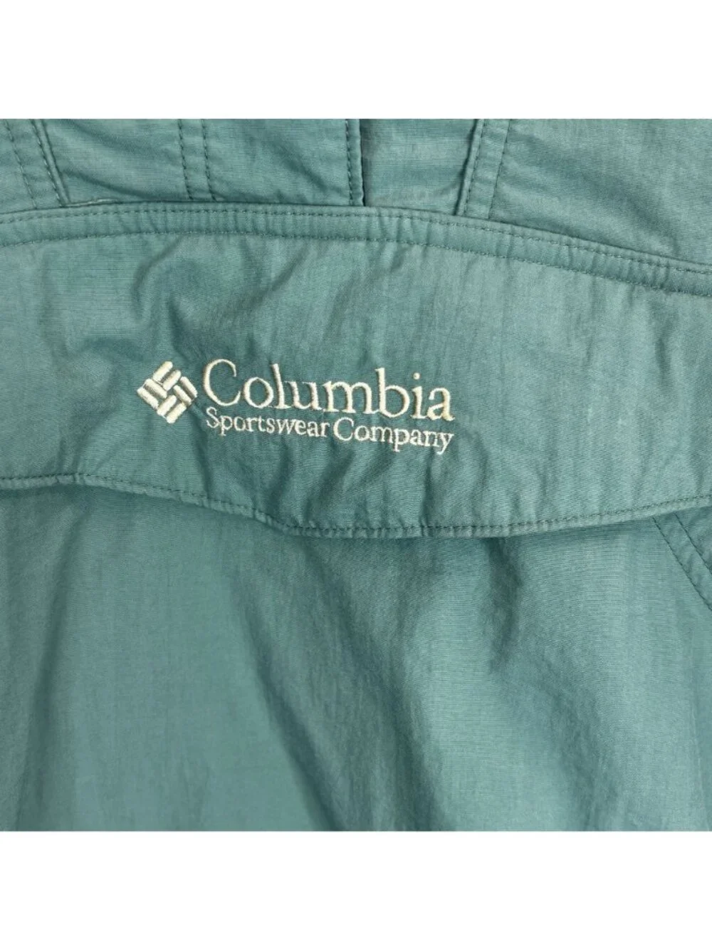 Columbia Womens Large Green Pullover Anorak Jacket Vintage Hooded Lightweight
